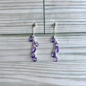 Amethyst pierced earrings in sterling silver